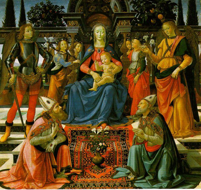 Domenico Ghirlandaio Madonna Enthroned with the Saints  q oil painting image